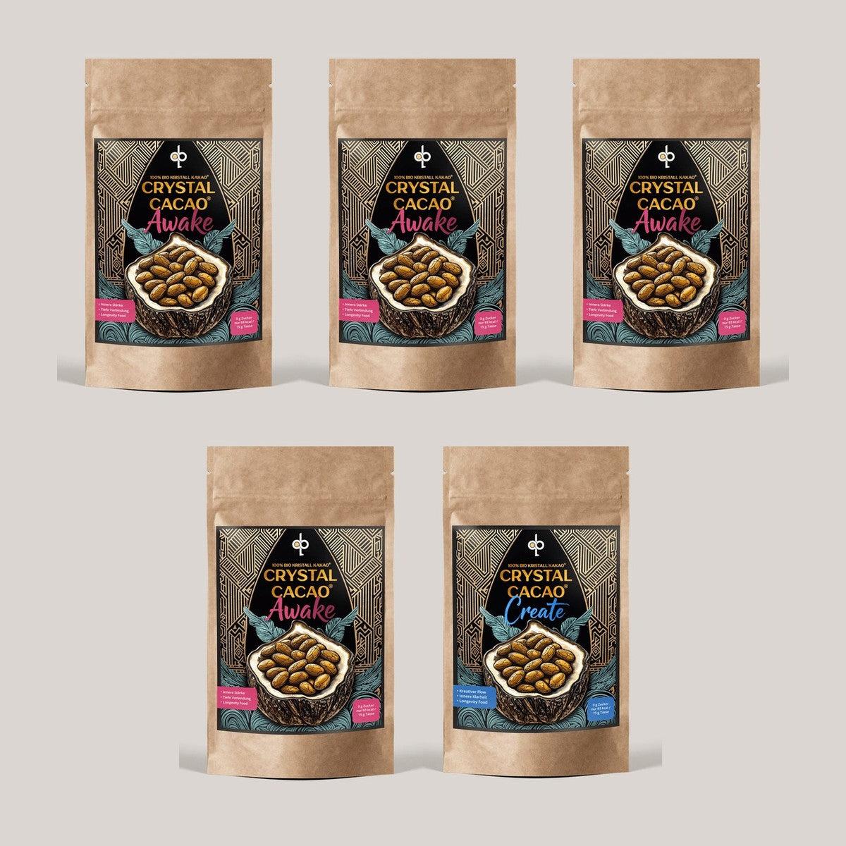 Crystal Cacao 4x AWAKE + 1x CREATE